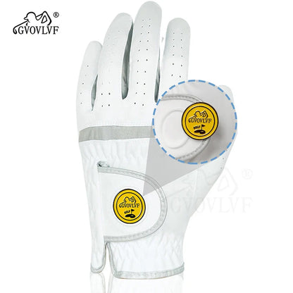 Men's Golf Glove - Breathable Micro Soft Fabric, Comfortable Fit with Magnetic Marker & Replaceable Design for Golfers