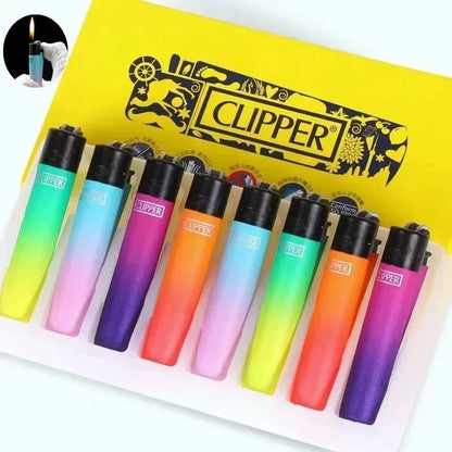 Original Spanish Clipper Refillable Gas Lighter – Personality Pattern 8-Piece Boxed Set Smoking Collection Gift Wholesale Lighter Pack
