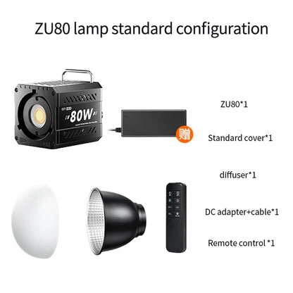 80W Dual Color Temperature COB Photography Light - Professional LED Video Light, Portable Handheld Fill Light with Mini Bowens