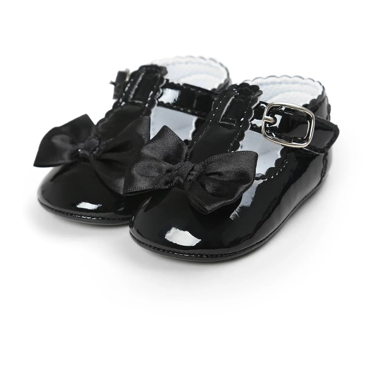 Meckior Baby Girls Dress Shoes - Classic Bowknot PU First Walker Shoes with Non-Slip Rubber Sole