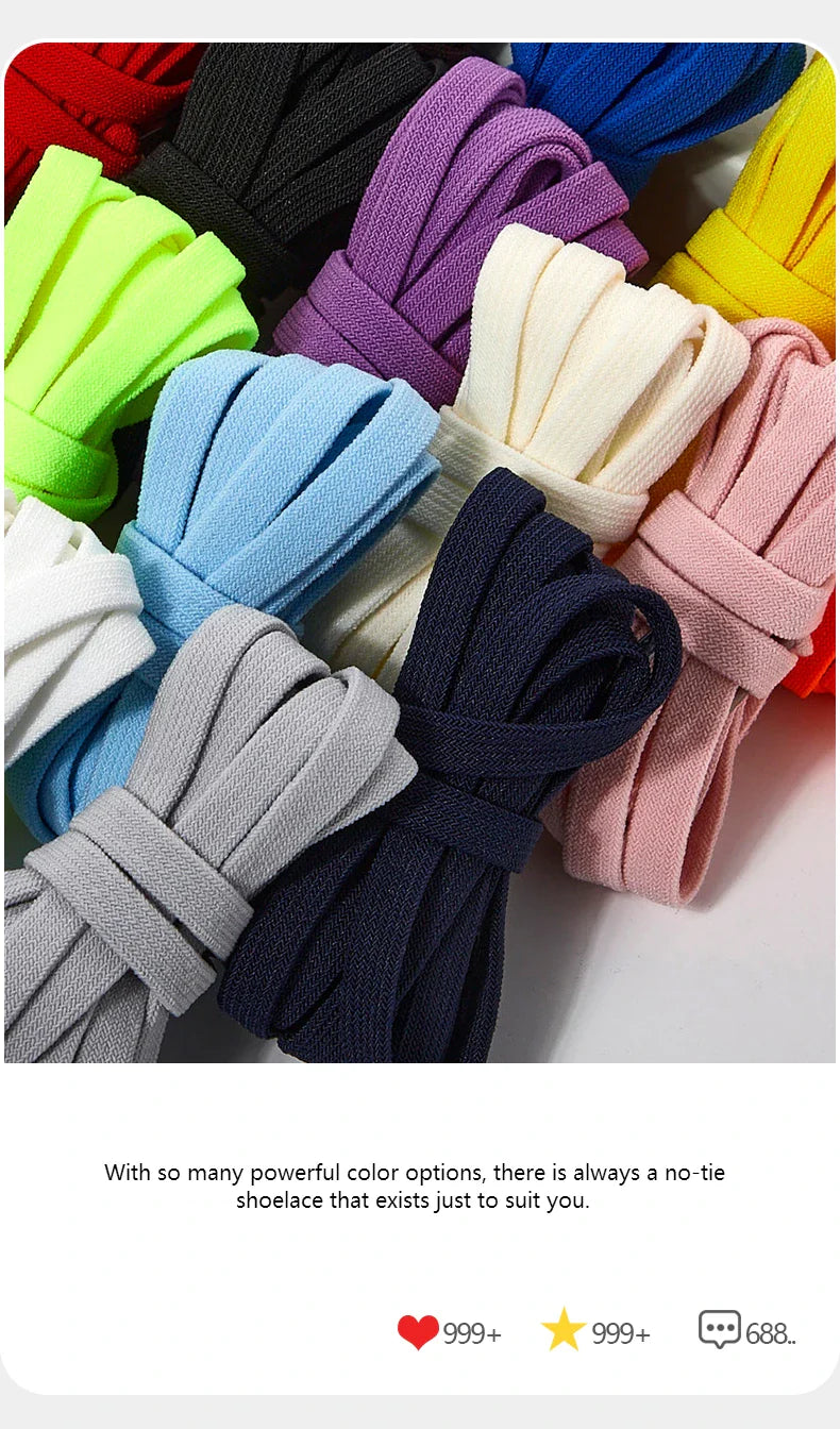 No-Tie 8MM Flat Elastic Shoelaces – Quick Sneakers Laces for Kids & Adults, Shoe Accessories