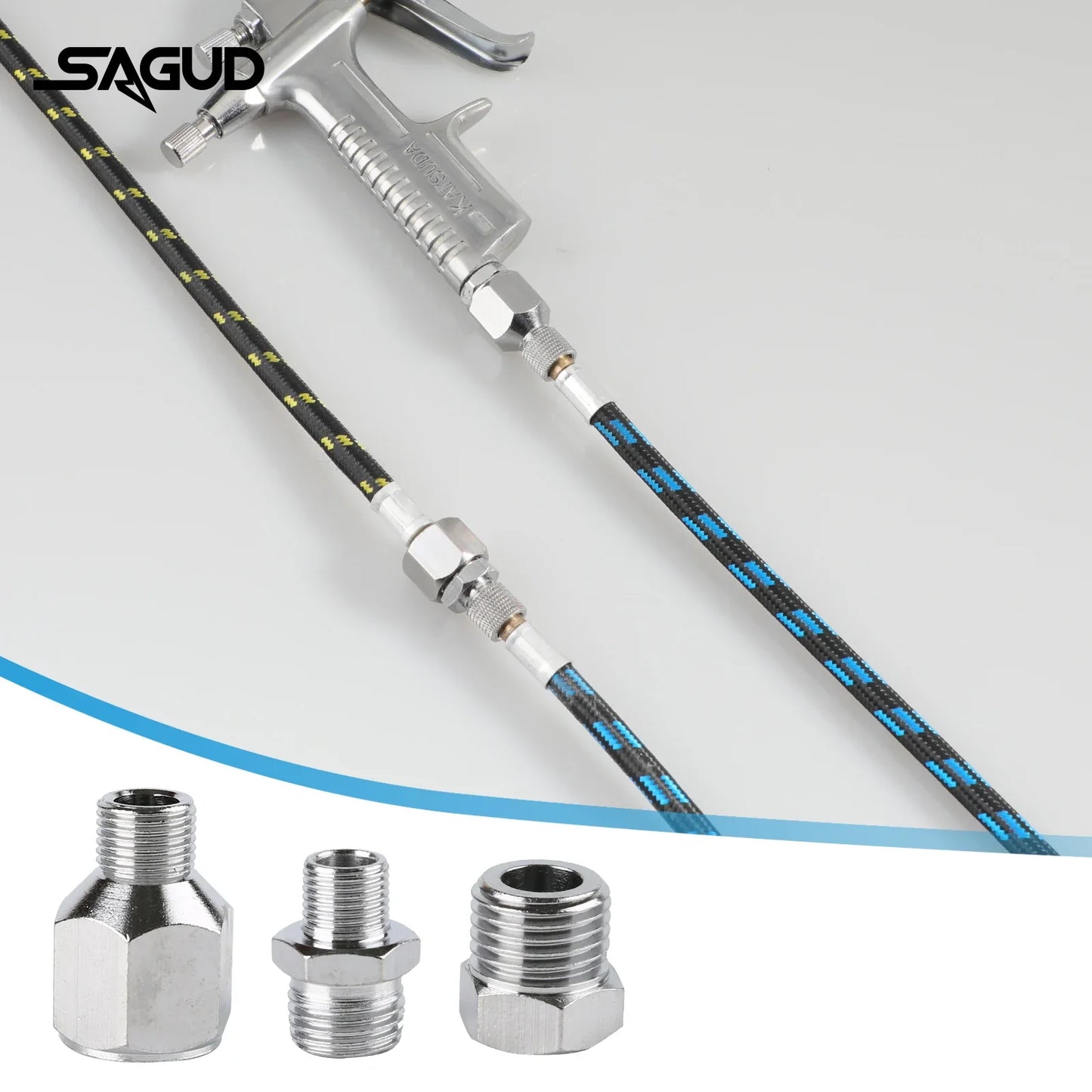 SAUGD 9PCS Airbrush Adapter Fitting Replacement Kit – Coupling Connectors for Compressor & Airbrush Hose