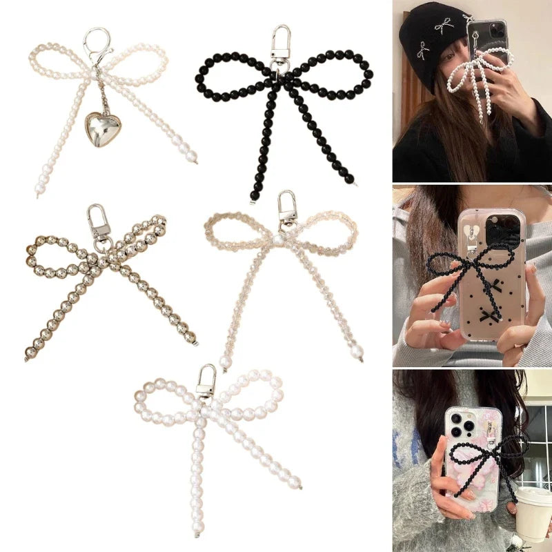 Fashion Pearl Bowknot Keychain Pendant – Hanging Ornament Charm for Backpack, Keyring Jewelry for Girls & Women