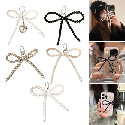 Fashion Pearl Bowknot Keychain Pendant – Hanging Ornament Charm for Backpack, Keyring Jewelry for Girls & Women