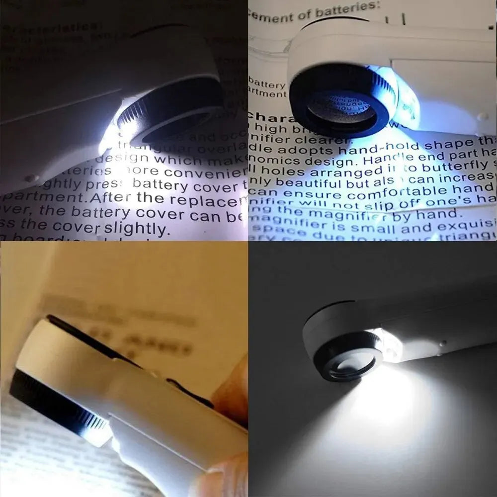 40X Handheld Magnifier with LED Lights: HD Magnifying Glass for Jewelry Identification, Diamond, and Jade Mirror