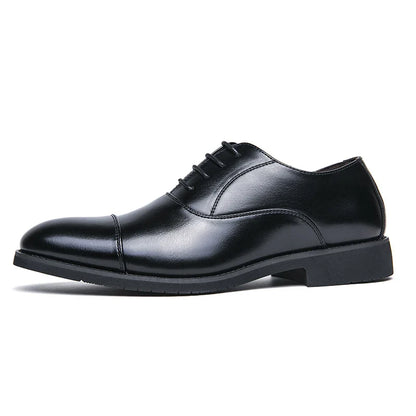 Men’s Luxury Leather Dress Shoes — Comfortable Pointed Business & Wedding Shoes Black