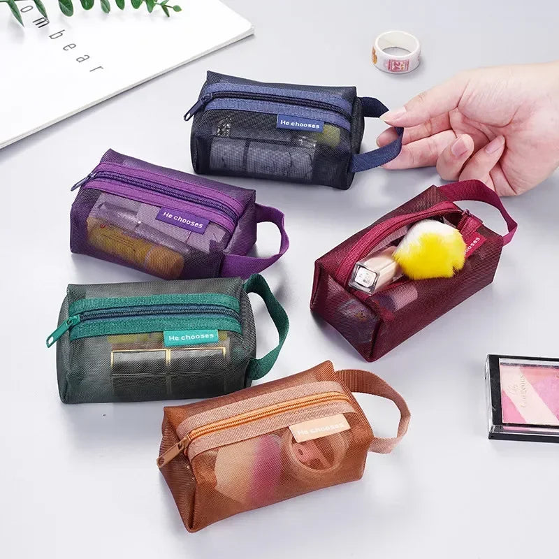 Dark Series Vintage Nylon Mesh Coin Purse – Large Capacity Key, Lipstick, Earphone & Card Organizer Pouch