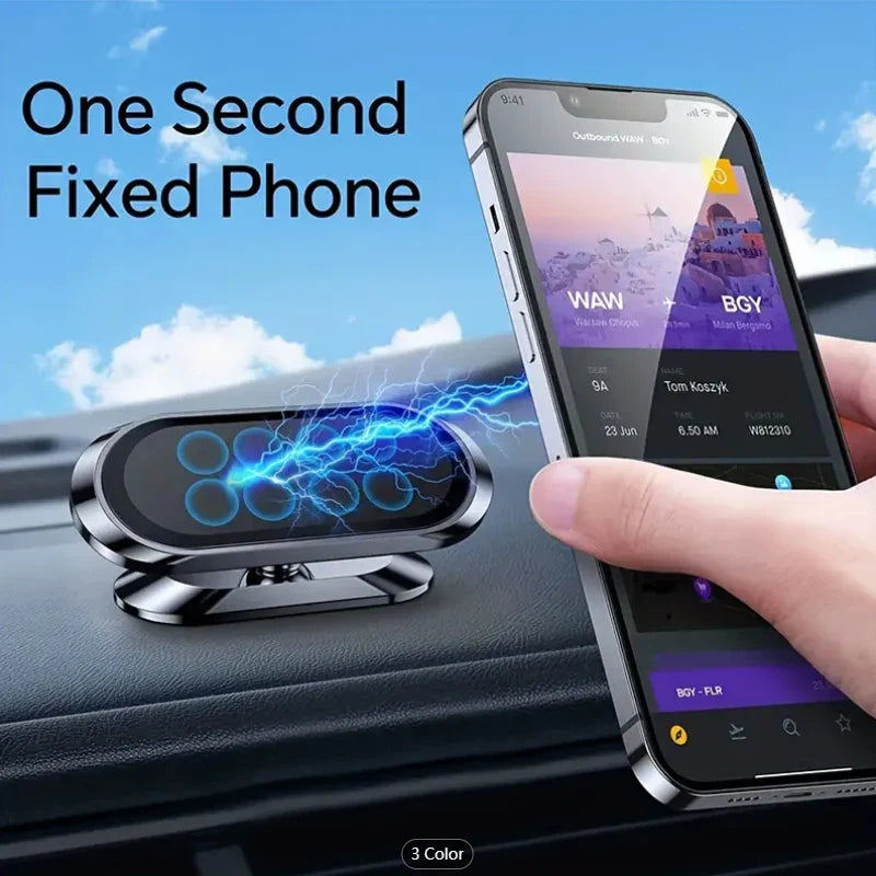 Magnetic Car Phone Holder - 360° Rotatable Mini Strip Shape Stand with Strong Metal Magnet for iPhone 14 & Huawei GPS Mount