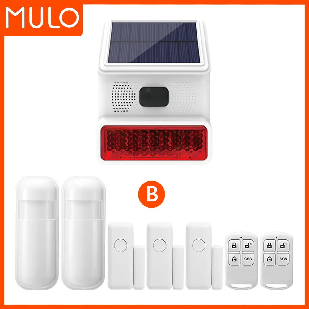 Upgraded Wireless Solar Outdoor Alarm – 433MHz Waterproof LED Flash Security for Home, Garage & Carport