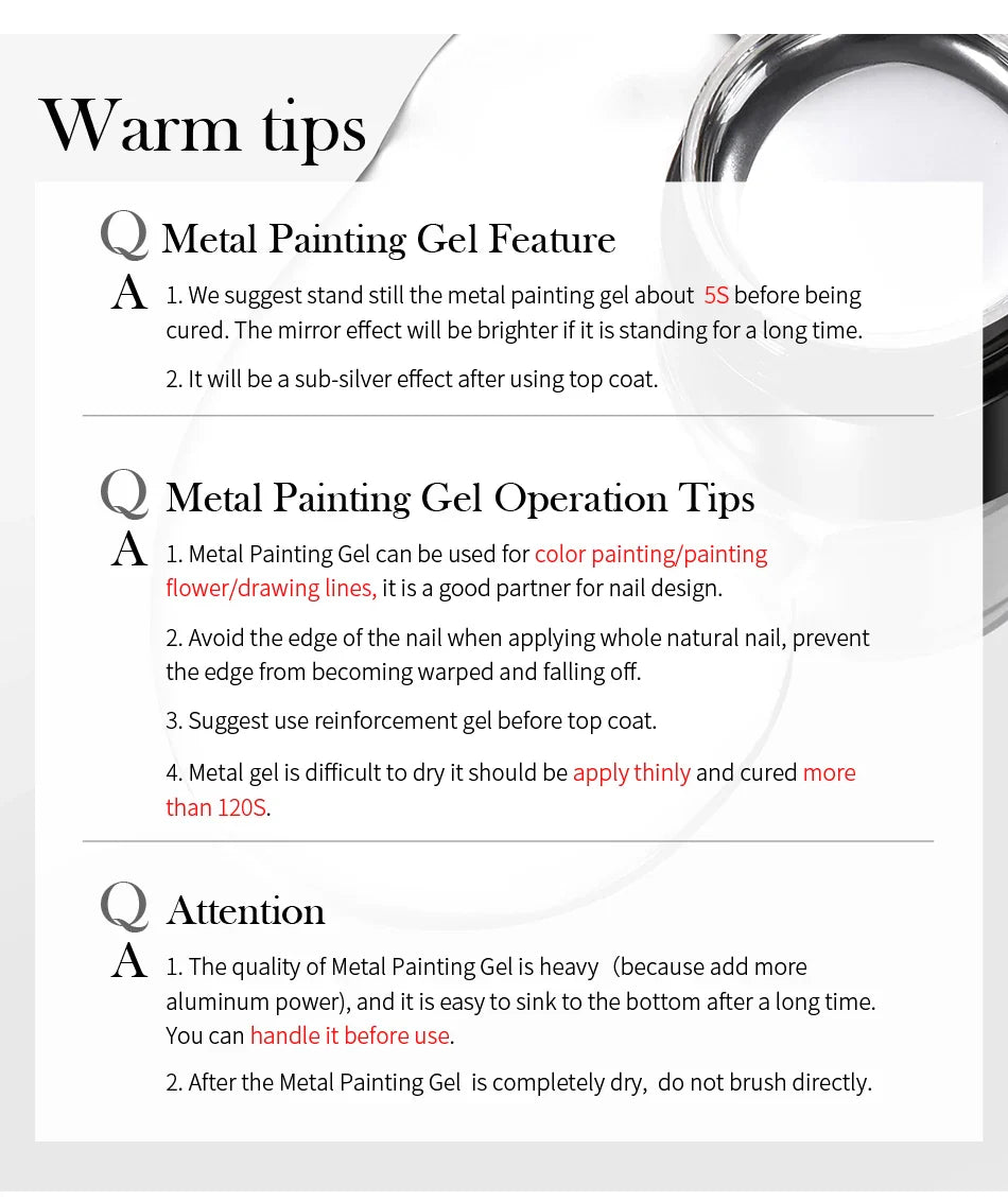 BORN PRETTY 5ML Super Silver Metallic Gel Nail Polish - Mirror Chrome Effect, Semi-Permanent Metal Painting Gel for DIY Nails