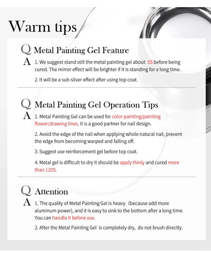 BORN PRETTY 5ML Super Silver Metallic Gel Nail Polish - Mirror Chrome Effect, Semi-Permanent Metal Painting Gel for DIY Nails