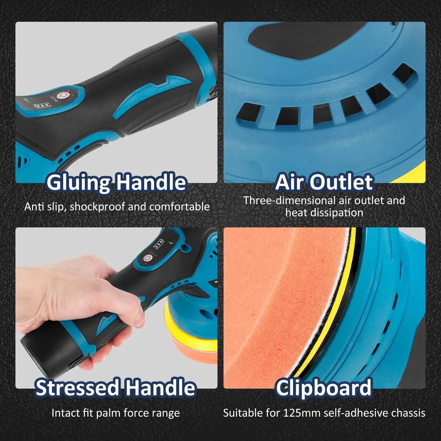 12V Cordless Car Polishing Machine - 8 Gears, 380W Automotive Electric Polisher - Wireless Sander for Waxing and Repairing