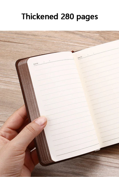 A6 Retro Pocket Mini Notebook – PU Leather Stamped Portable Notepad for Writing, Office & Bookkeeping