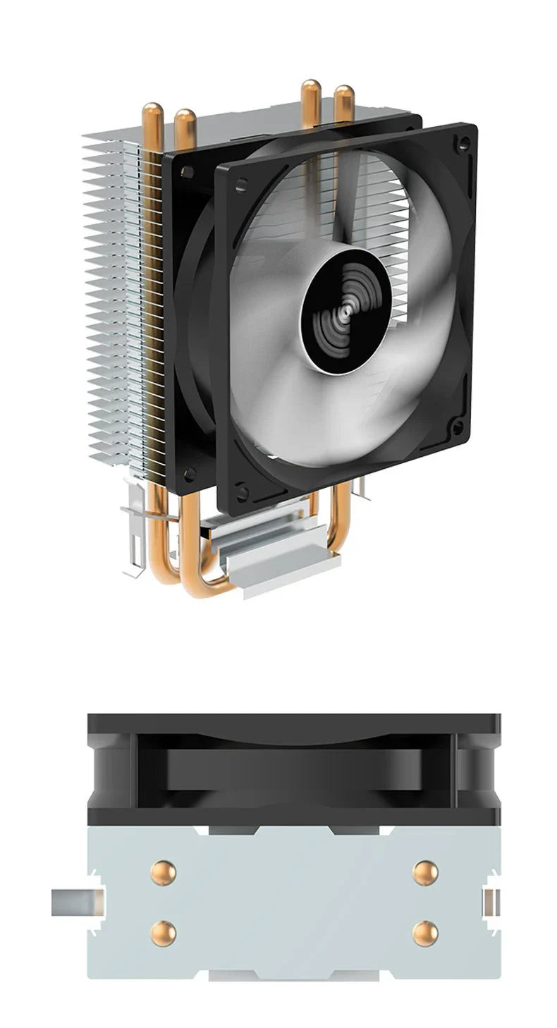 TEUCER CPU Cooler — 2-4 Heat Pipe Radiator with 3-Pin PWM Silent RGB Fan for Intel LGA 1700/1150/1155/1156/1366 & AMD AM2/AM3/AM4