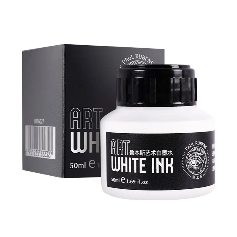 Paul Rubens Cartoonist White Ink 50ml – Highly Opaque Ink for Dip Pen, Brush, Art Lettering, Highlights & Corrections