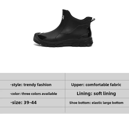 Men’s Waterproof Rain Shoes – Thickened Warm Rubber Short Boots for Work, Fishing & Kitchen Use