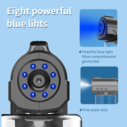 280ML Nano Blue Light Spray Gun - Wireless USB Electric Atomizer Mist Sprayer For Barber Aftershave Garden Disinfection