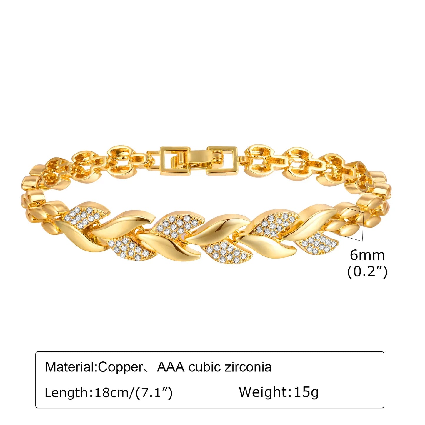 14K Gold Plated Paperclip Chain Bracelet with Cubic Zirconia Chunky Adjustable Link Jewelry for Women