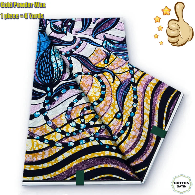 2026 African Grand Golden Wax Fabric - Soft Pink Flash Gold Ankara Batik Pagne