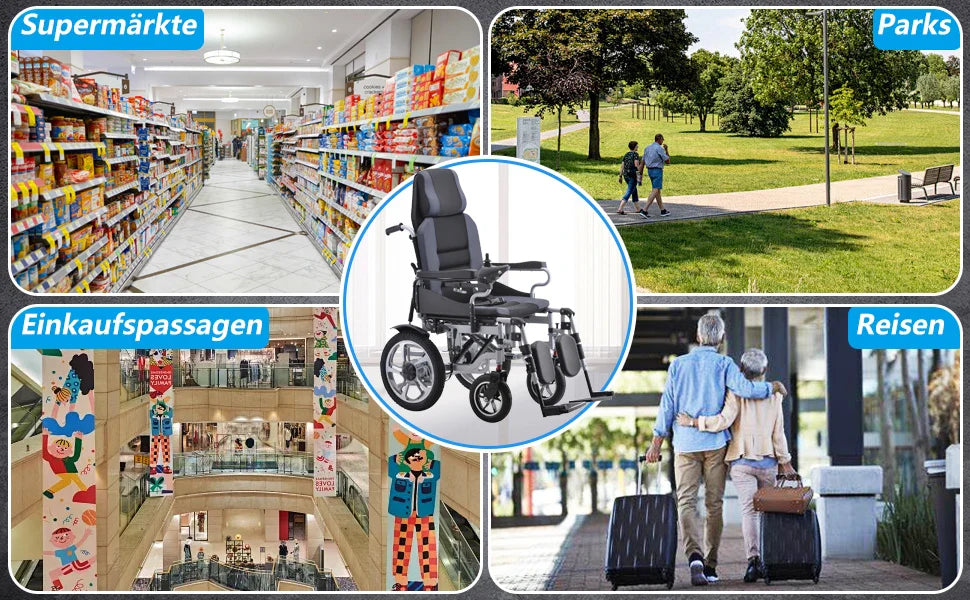 Electric Wheelchair for Adults — Folding Power Wheelchair with Large Support, Lightweight & Portable for Seniors