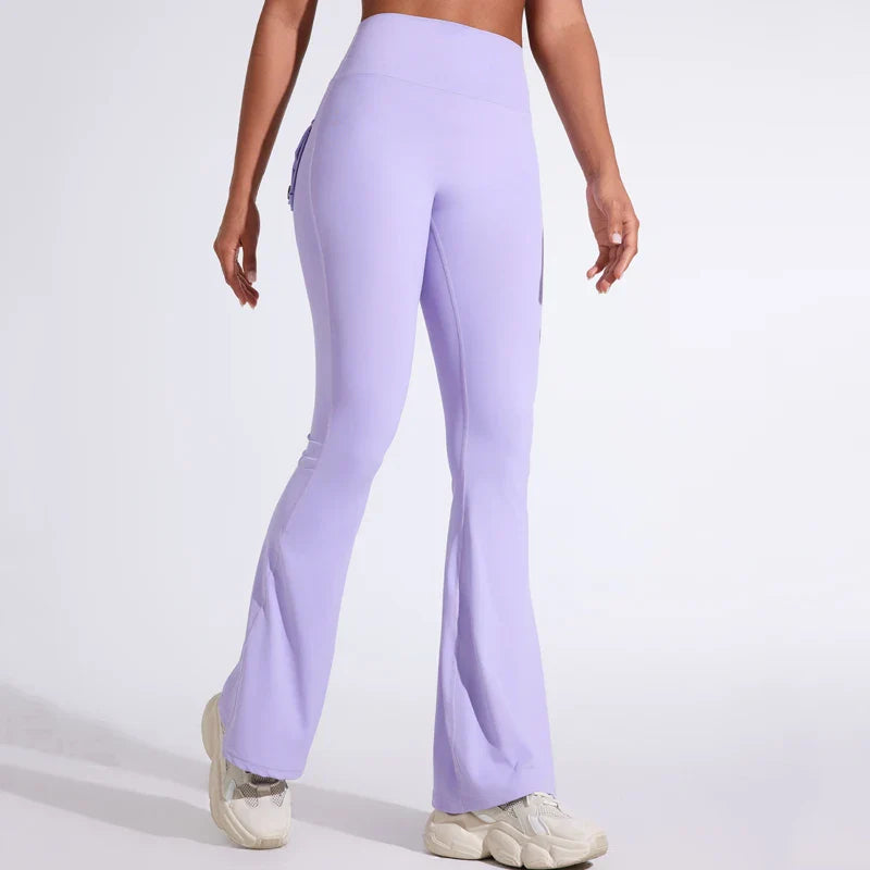DIAS FIT JOY Women’s High-Waisted Bell Bottom Yoga Pants – Pocket Hip-Lifting Quick-Dry Fitness Gym & Running Leggings