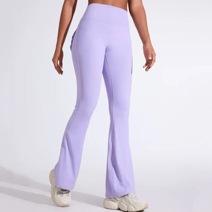 DIAS FIT JOY Women’s High-Waisted Bell Bottom Yoga Pants – Pocket Hip-Lifting Quick-Dry Fitness Gym & Running Leggings