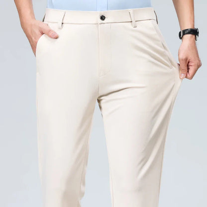 Men's Summer & Autumn Dress Pants – Thin Formal Work Trousers | Business Casual Black & Wine Red Long Pants