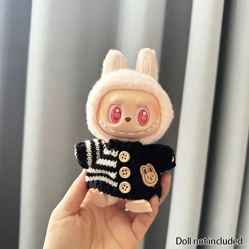 Labubu Doll Clothes Outfit (15-17cm) – Sitting Party Bear Accessories with Scarf, Hat & Bag