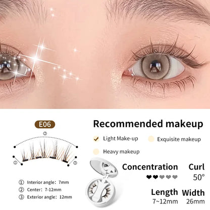 Brown Magnetic False Eyelashes – Natural, Lightweight Eye Makeup Set with Applicator & Carry Box
