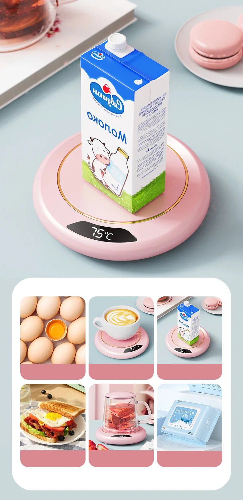 Thermostatic USB Heating Coaster with 3-Speed Adjustment – 55°C Constant Temperature for Home Use