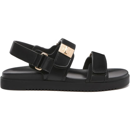 Women’s Flat Leather Sandals – Adjustable Double Strap Slip-On Comfort Footbed Shoes