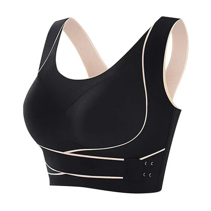 Front Adjustable Buckle Sports Bra: Wireless Padded Comfy Gym Yoga Underwear for Low Intensity Workout - Breathable Fitness Top for Women