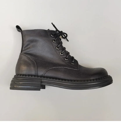 Careaymade 100% Genuine Leather Wide Casual Women’s Short Boots – Big Size, Handmade Men’s Wool Boots