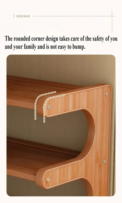 Chinese Style Wooden Shoe Rack — Multifunctional Bamboo Entrance Storage Cabinet for Shoes