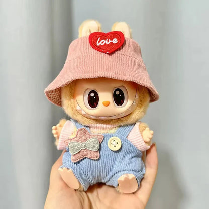 17cm Mini Plush Doll Clothes — Kpop EXO Labubu I & II Idol Doll Outfit Set, Overalls for Sitting & Party, Doll Accessories Gift