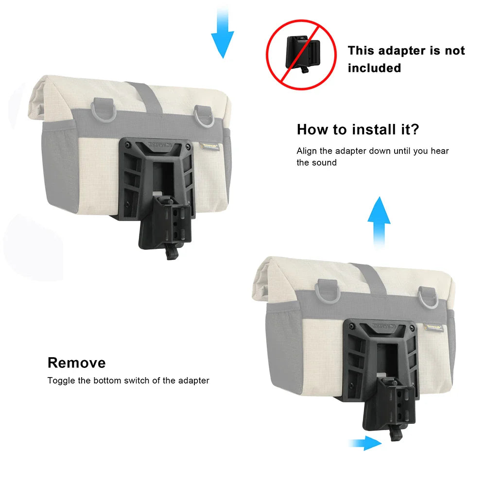 Rhinowalk 4L Bike Handlebar Bag — Quick Release Front Tube Basket with MOLLE for Brompton Folding Bikes
