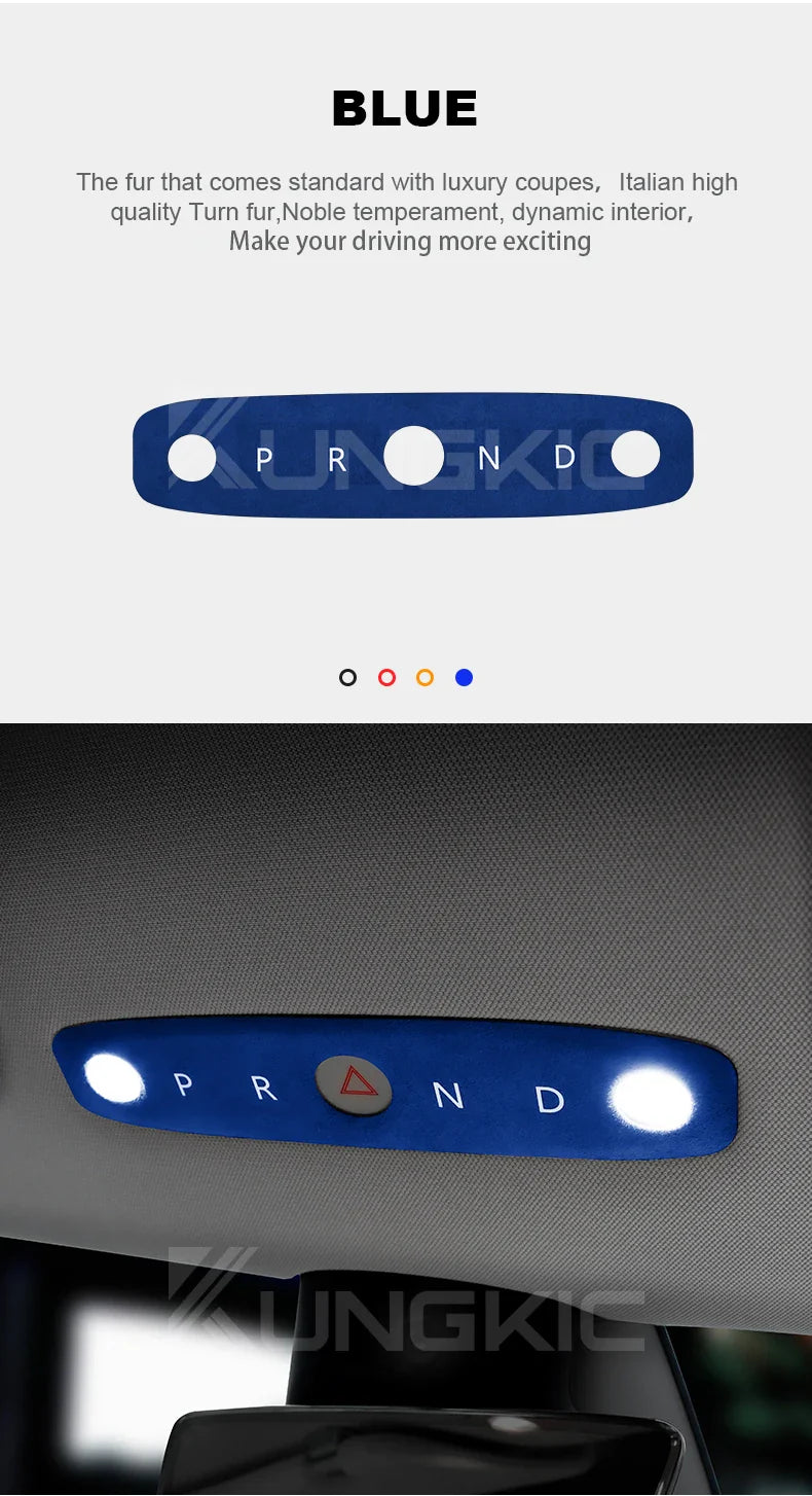 KUNGKIC Italian Top Suede Reading Light Frame Trim Stickers for Tesla Model 3 Highland 2024+ – Car Interior Decor Accessories