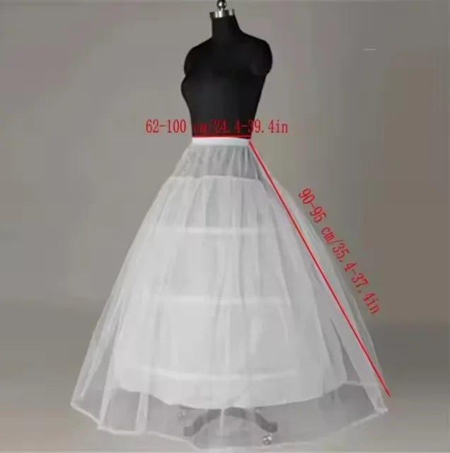 6-Hoop Crinoline Petticoat - White Long Wedding Dress Underskirt for Ball Gowns