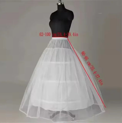 6-Hoop Crinoline Petticoat - White Long Wedding Dress Underskirt for Ball Gowns