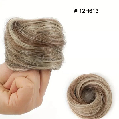 100% Human Hair Bun Ponytail Hairpiece – Brazilian Hair Scrunchie Updo, Donut Chignon Hair Extension for Women