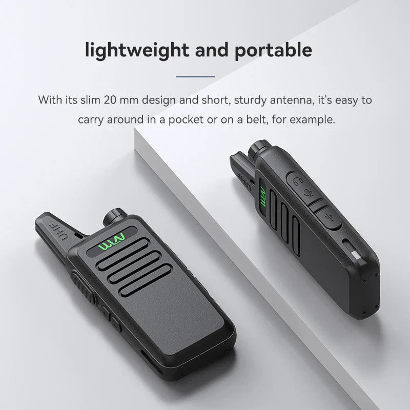 WLN KD-C1 Mini Walkie Talkie Set – 2PCS UHF 400–470MHz Two Way Radio with USB Charger, 16CH Long Range Portable Transceiver for Kids & Outdoor Use