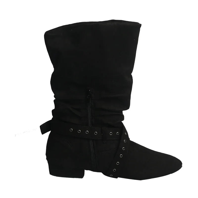 Wedopus Women’s Customized Western Dance Boots – Black Cowboy Heel Boots with Suede Sole for Urban & Ballroom Dancing