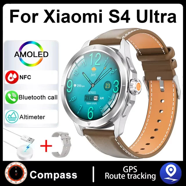 S4 Ultra Xiaomi Smart Bracelet — AMOLED HD Screen Men’s Watch with Bluetooth Call, GPS, NFC, Heart Rate & Compass Tracking