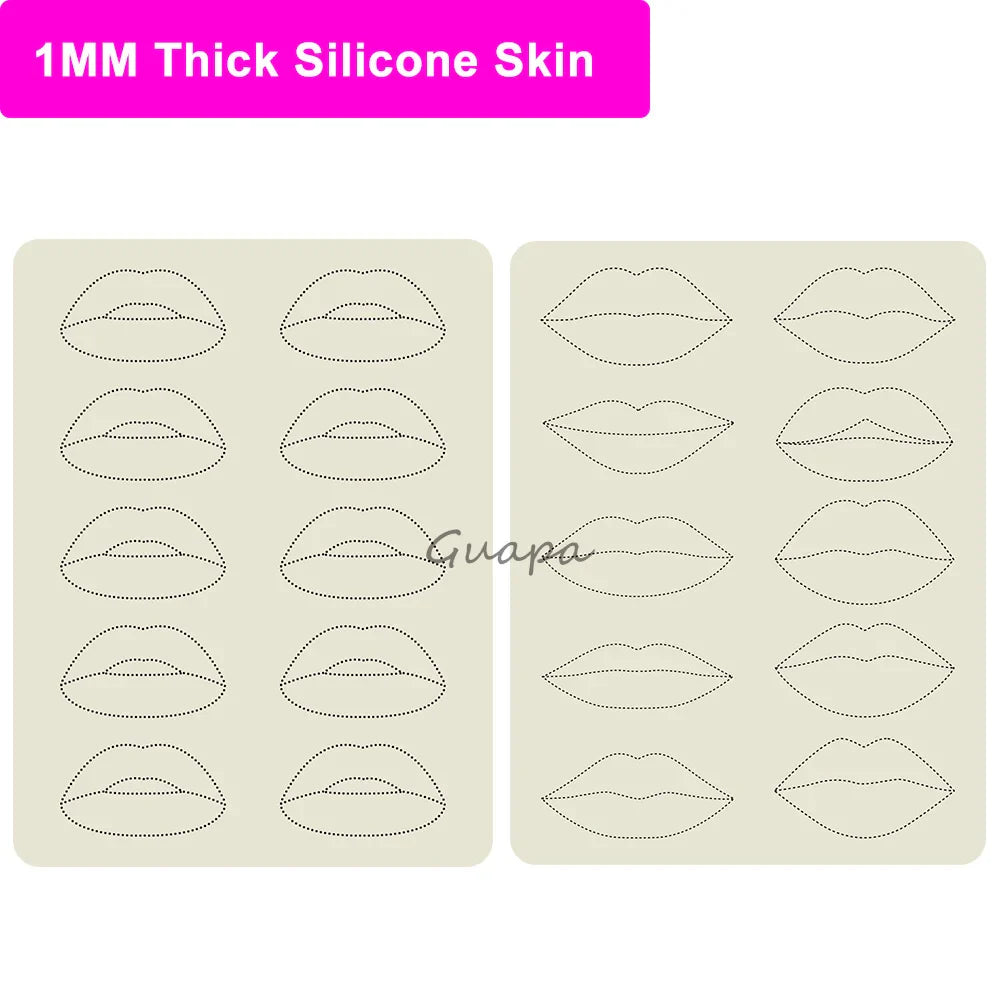 Silicone Practice Skin for Permanent Makeup — Double-Sided Latex Sheet with Brows Design for Hair Stroke Training