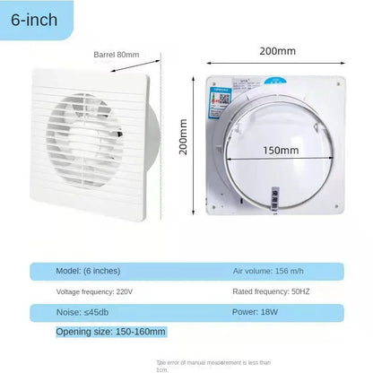 4"/6"/8" Electric Exhaust Fan – Powerful Mute Wall & Kitchen Duct Ventilation Fan