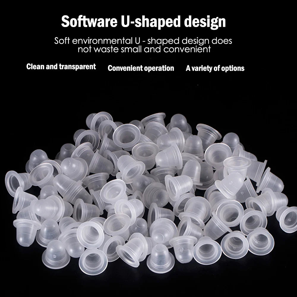 100/500/1000pcs Disposable Silicone Tattoo Ink Cup Caps — Pigment Holder Containers for Tattoo Accessories