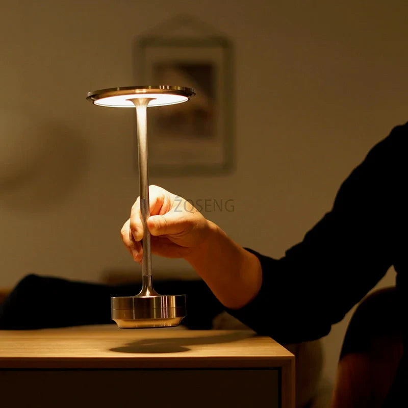 Wireless Rechargeable LED Touch Sensor Table Lamp: Desktop Night Light for Restaurant, Hotel, Bar, Bedroom - Decorative Reading Lamp