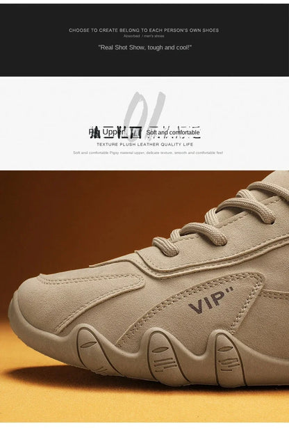 2024 Men’s Spring Ankle Boots – Casual Lace-Up Khaki Sneakers, Non-Slip Work Shoes & Loafers
