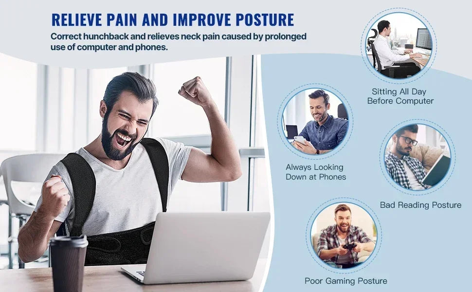 Adjustable Posture Corrector Back Brace – Orthopedic Spinal Support for Men & Women, Comfortable Upper Back Strap