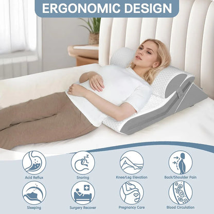 3Pcs Wedge Pillow Set — Adjustable Folding Triangle Pillows for Sleeping, Snoring, Back Pain & Acid Reflux Relief